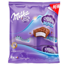 Тістечко Milka Choco Snack Minis бісквітне з кремом у молочному шоколадi 8х15г mini slide 1