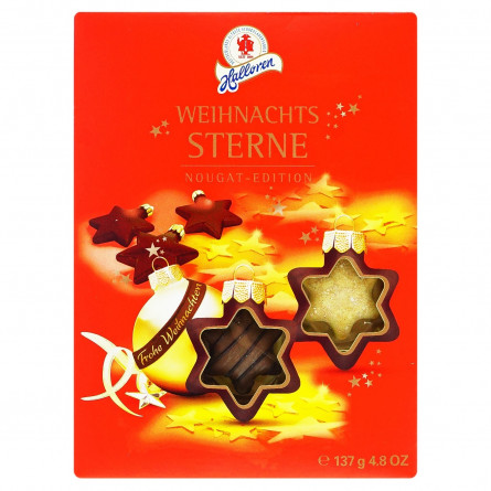 Цукерки Halloren Різдвяні зірки шоколадні з нугою в формі зірки 137г slide 1