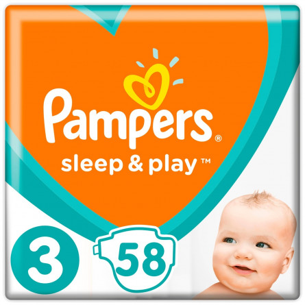 Пiдгузки Pampers Sleep & Play розмір 3 Midi 6-10кг 58шт