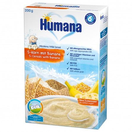 Каша молочная Humana 5 злаков банан 200г