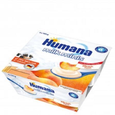 Продукт кисломолочний Хумана з персиком і натуральними пребіотиками для дітей з 6 місяців 2.8% 4х100г