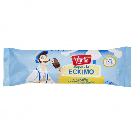 Мороженое Varto Эскимо пломбир с ароматом ванили в глазури 12% 75г slide 1