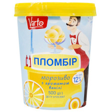 Мороженое Varto Пломбир с ароматом ванили 12% 500г mini slide 1