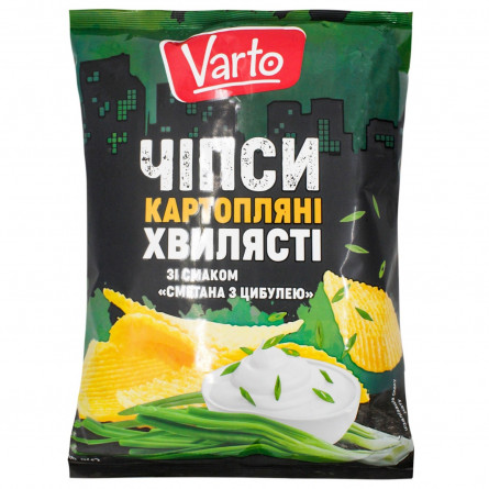 Чіпси Varto хвилясті зі смаком сметана з цибулею 110г