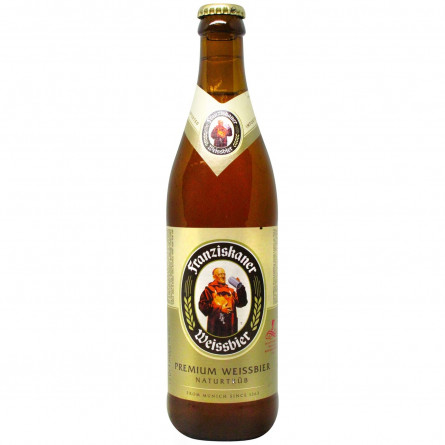 Пиво Franziskaner Hefe Weissbier светлое нефильтрованное 5,1% 0,5л slide 1
