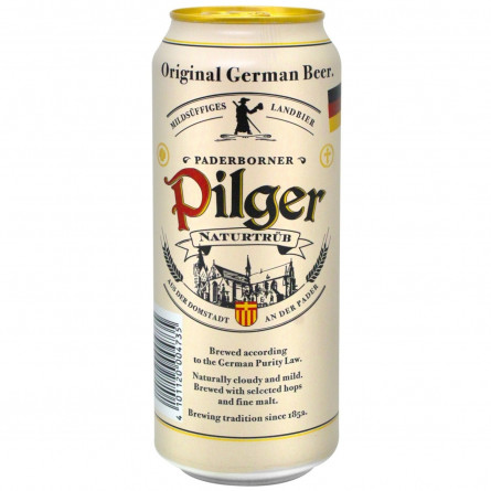 Пиво Paderborner Pilger светлое нефильтрованное пастеризованное 5% 0,5л slide 1