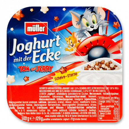 Йогурт Muller Tom&amp;Jerry з шоколадними зірочками 3,8%