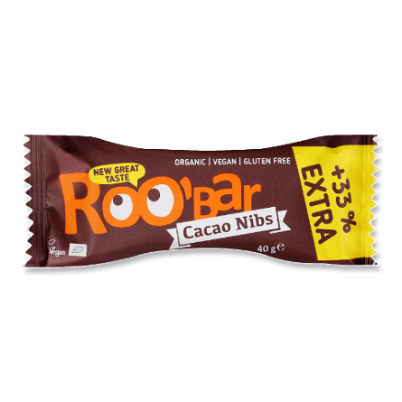 Батончик Roo'Bar з подрібненими какао-бобами slide 1