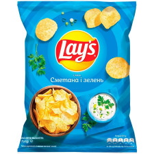 Чипси Lay's зі смаком сметани та зелені 71г mini slide 1