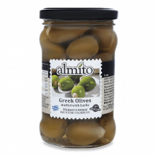 Оливки Almito королівські зелені фаршировані часником mini slide 1
