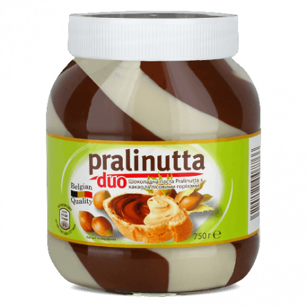 Паста Pralinutta Duo шоколадна з молочним какао і лісовим горіхом slide 1