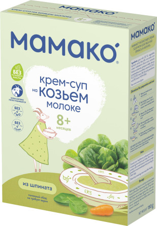 Крем-суп на козьем молоке Мамако из шпината детей с 8 месяцев 150г