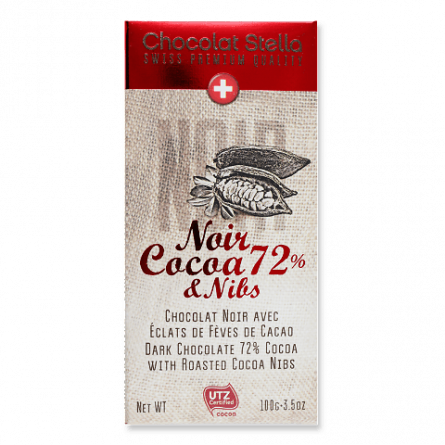 Шоколад чорний Chocolat Stella із какао-бобами 72%