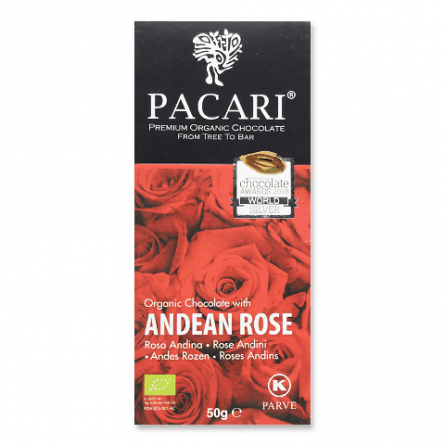 Шоколад чорний Pacari зі смаком андської троянди slide 1