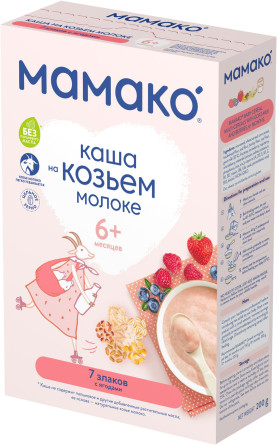 Каша на козьем молоке Мамако 7 злаков с ягодами для детей с 6 месяцев 200г