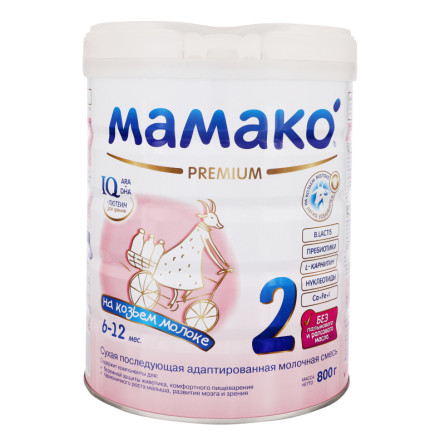 Смесь Мамако 2 Премиум сухая на основе козьего молока для детей от 6 до 12 месяцев 800г