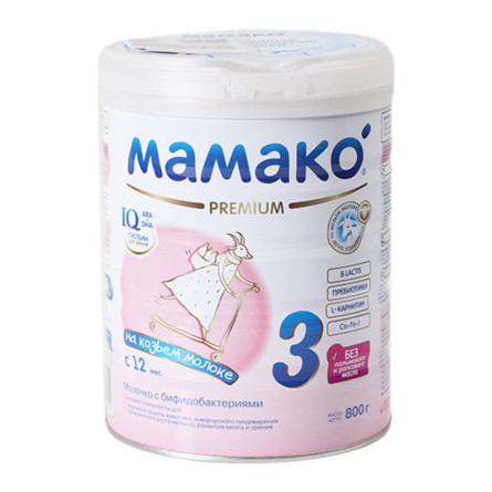 Суміш Мамако 3 Преміум Молочко з біфідобактеріями на основі козиного молока для дітей з 12 місяців 800г