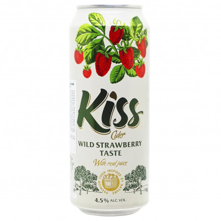 Сидр Kiss газированный со вкусом земляники з/б 4,5% 0,5л