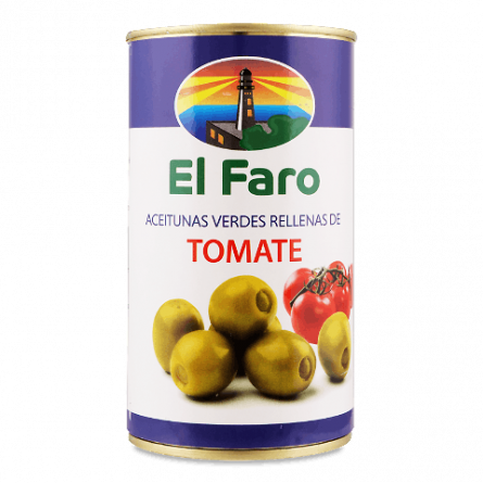 Оливки El Faro фаршировані томатами slide 1