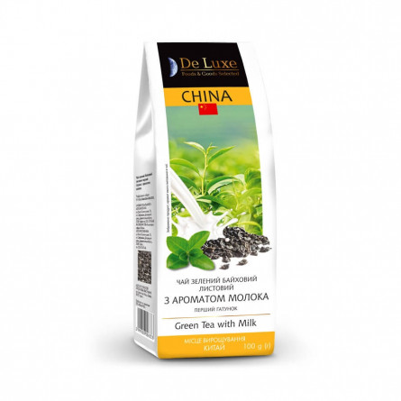Чай 100г De Luxe FoodsGoods Selected, зелений листовий, китайский з ароматом молока