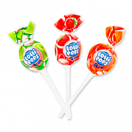 Карамель Roshen Lollipops Gum фруктовий мікс slide 1