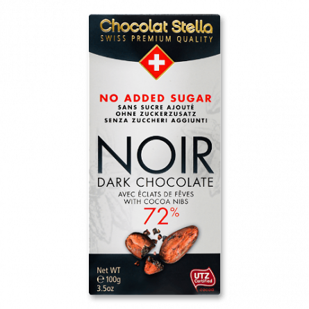 Шоколад чорний Chocolat Stella екстра з какао-бобами без цукру slide 1