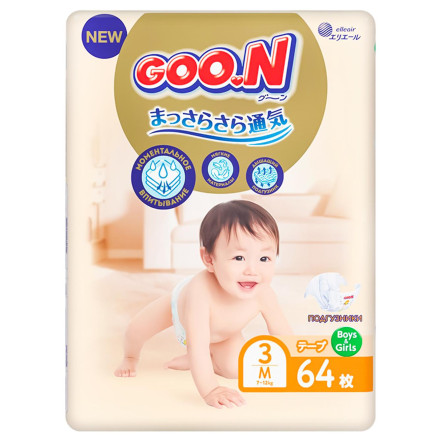 Подгузники Goo.N Premium Soft 7-12кг 3/M 64шт