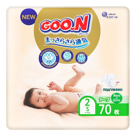 Подгузники Goo.N Premium Soft 4-8кг 2/S 70шт