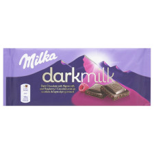 Шоколад Milka чорний з малиною 85г mini slide 1