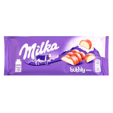 Шоколад Milka Bubbly White молочний з білим пористим 95г mini slide 1