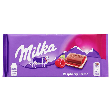 Шоколад Milka Raspberry молочный с малиной 100г slide 1