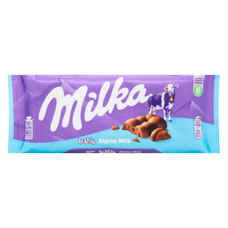 Шоколад Milka Bubbly Alpine Milk молочный пористий 100г slide 1