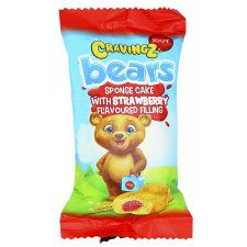 Тістечко Jouy-Co Cravingz Bears бісквітне з полуничним кремом  45г mini slide 1