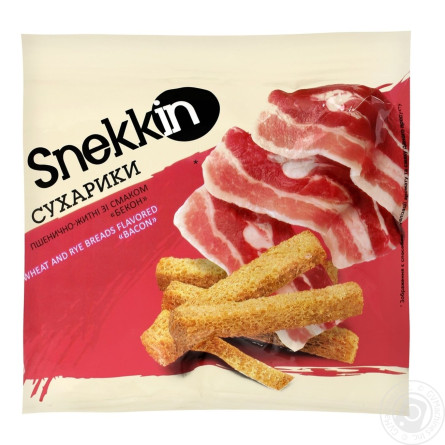 Сухарики Snekkin пшенично-ржаные со вкусом Бекон 35г slide 1