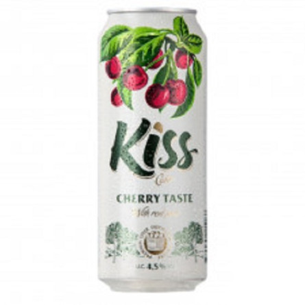 Сидр Kiss со вкусом вишни газированный пастеризованный 4,5% ж/б 0,5л
