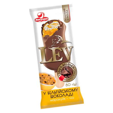 Морозиво Ласунка LEV маракуйя-чіа у бельгійському молочному шоколаді 80г