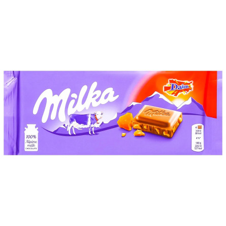 Шоколад Milka молочний з хрумкою карамелью и мигдалем 100г slide 1
