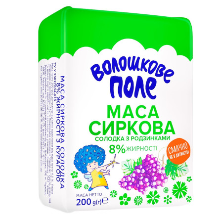 Творожная масса Волошкове поле сладкая с изюмом нетермизированная 8% 200г Украина