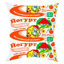 Йогурт Богодуховский молзавод со вкусом персика 2,5% 400г mini slide 1