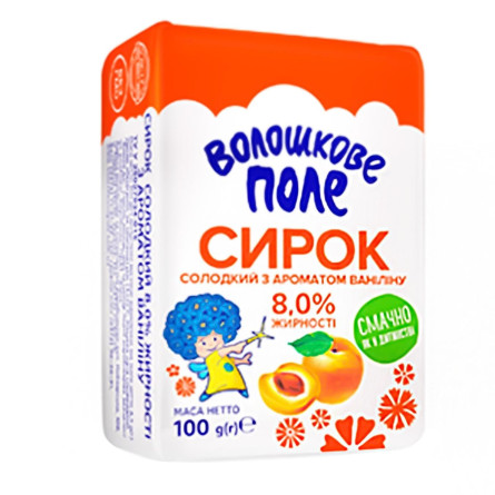 Творожок Волошкове поле сладкий с курагой нетермизированный 8% 100г Украина