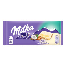 Шоколад Milka білий з мигдалем і кокосом 90г mini slide 1