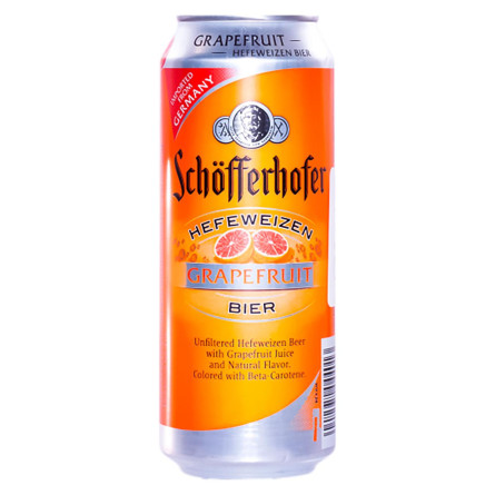 Пиво Schofferhofer Grapefruit нефильтрованное пшеничное с соком 2,5% 0,33л slide 1