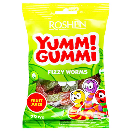 Цукерки Roshen Yummi Gummi Fizzy Worms 70г slide 1