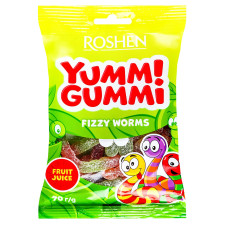 Цукерки Roshen Yummi Gummi Fizzy Worms 70г mini slide 1