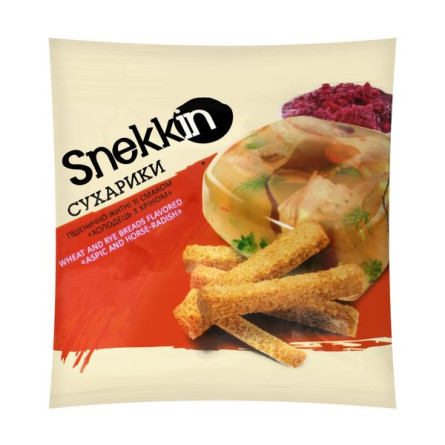 Сухарики Snekkin пшенично-ржаные со вкусом холодец с хреном 110г