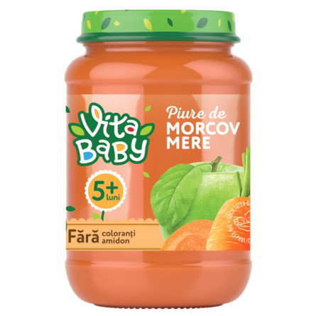 Пюре Vita Baby з моркви та яблук без цукру 180г slide 1