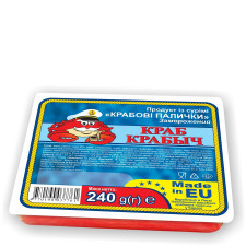 Крабові палички Краб Крабич імітація з сурімі заморожені 240г mini slide 1