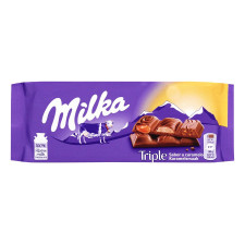 Шоколад три карамелі Milka 100 г mini slide 1