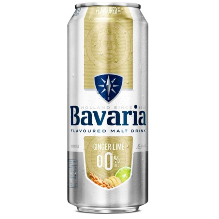 Упаковка пива Bavaria Malt Ginger Lime безалкогольное светлое фильтрованное 0% 0.5 л х 24 шт (8714800036030)
