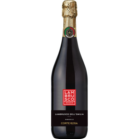 Вино ігристе Lambrusco Corte Rosa Rosso червоне напівсолодке IGT 0.75 л 7.5%